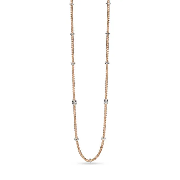 FOPE 'PRIMA' 18CT ROSE & WHITE GOLD WITH DIAMOND RHONDELS NECKLACE 90CM