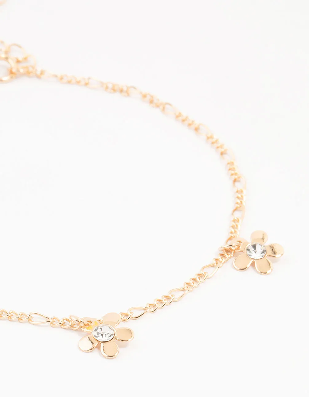 Gold Pearl Flower Drop Anklet 3-Pack