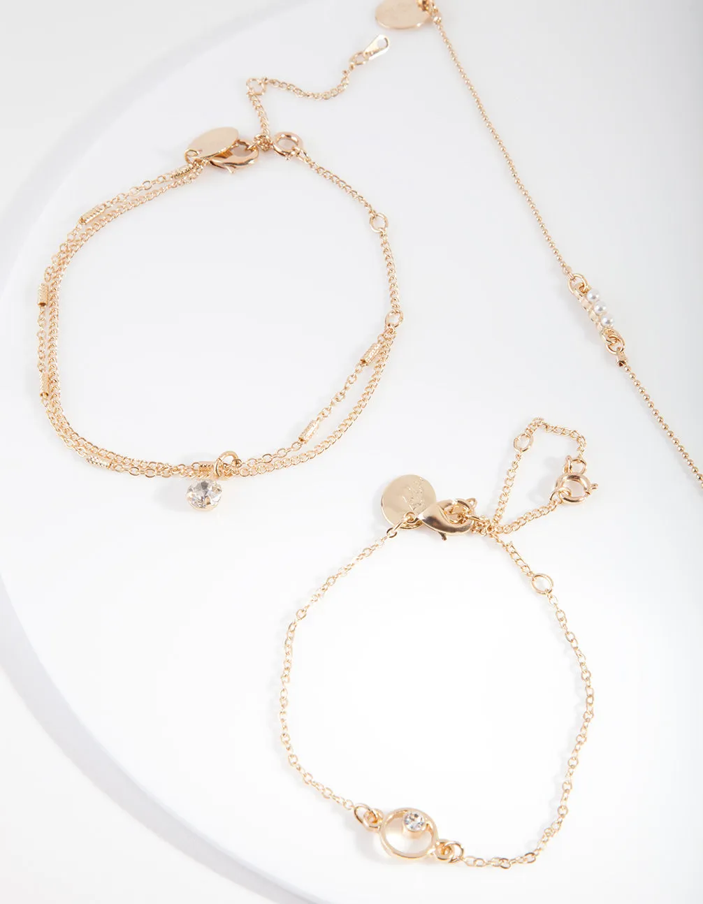 Gold Pearl Friendship Anklet Bracelet Pack