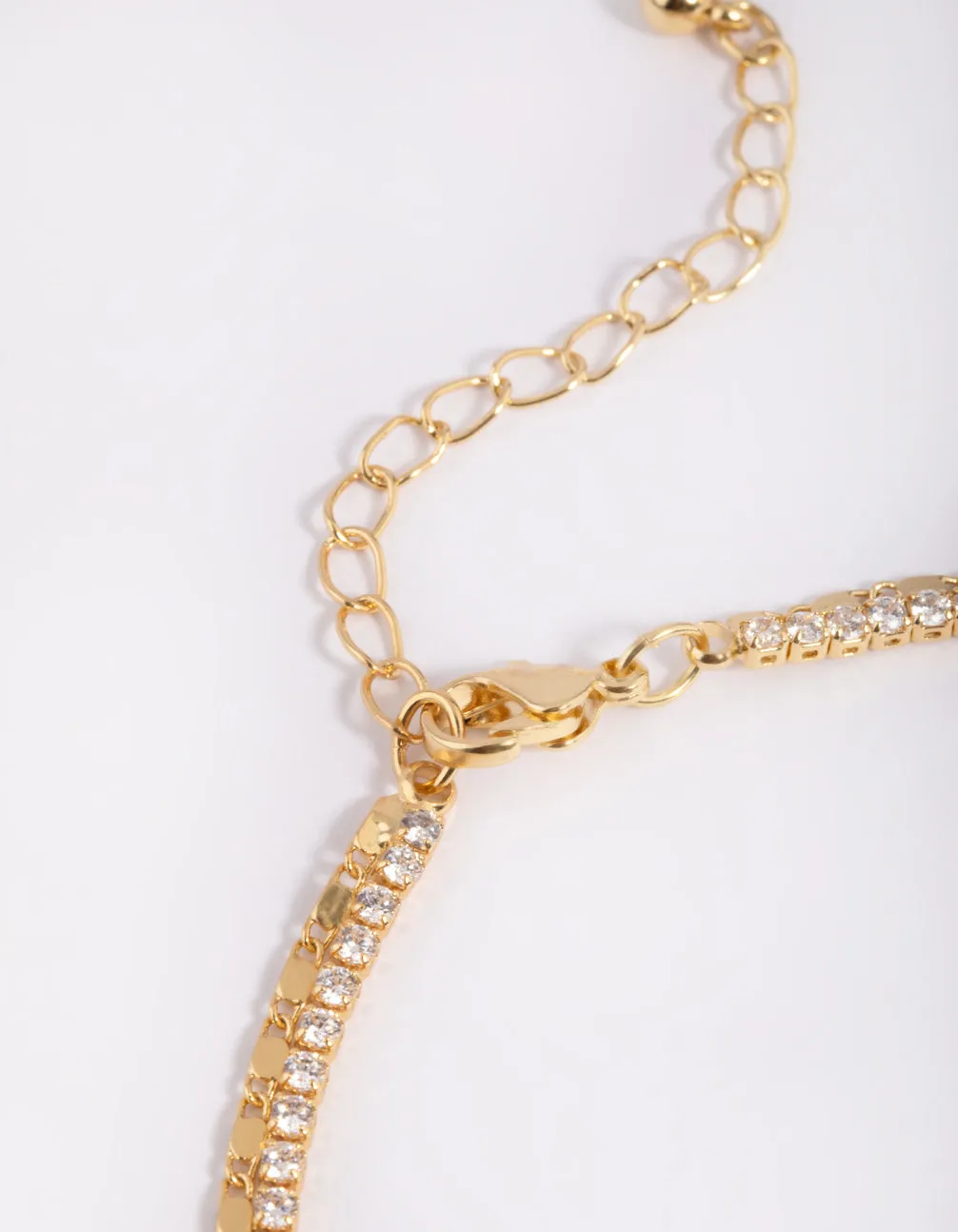 Gold Plated Brass Cubic Zirconia Tennis Anklet