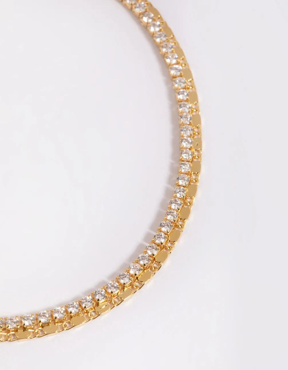 Gold Plated Brass Cubic Zirconia Tennis Anklet