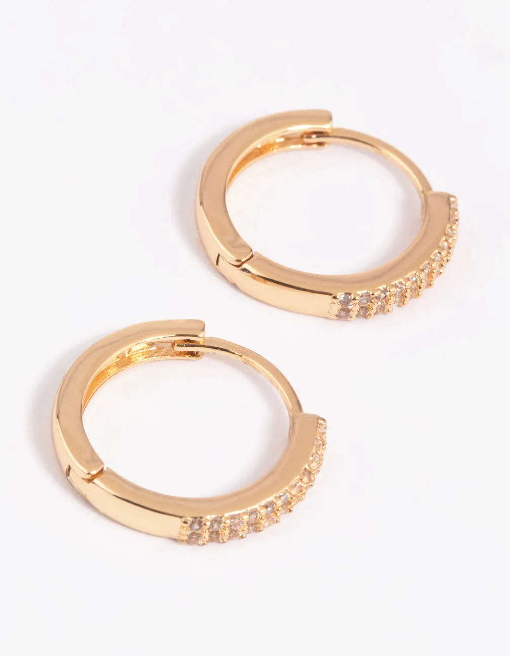 Gold Plated Cubic Zirconia Small Huggie Hoop Earrings