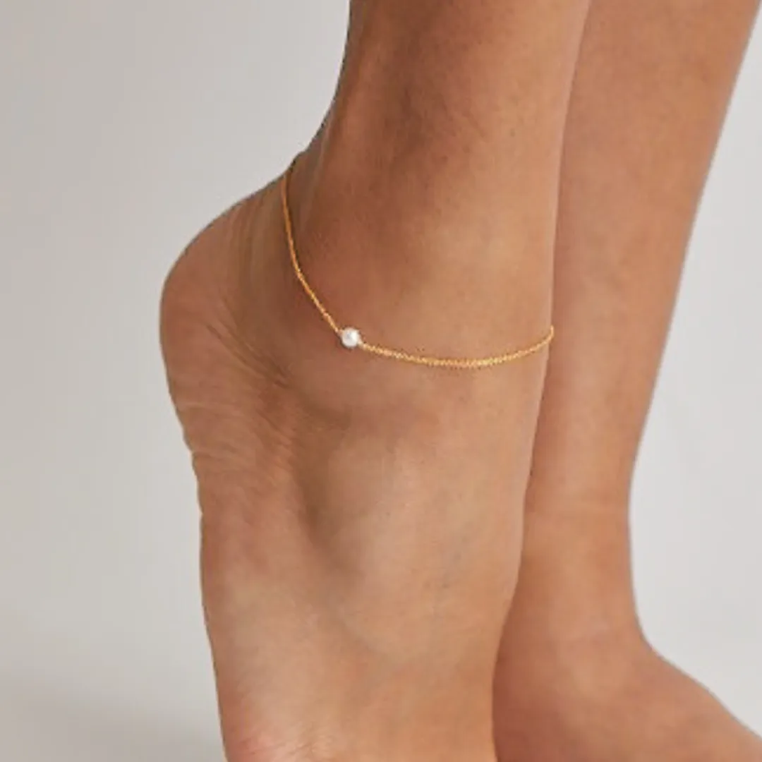 Gold Small Pearl Anklet