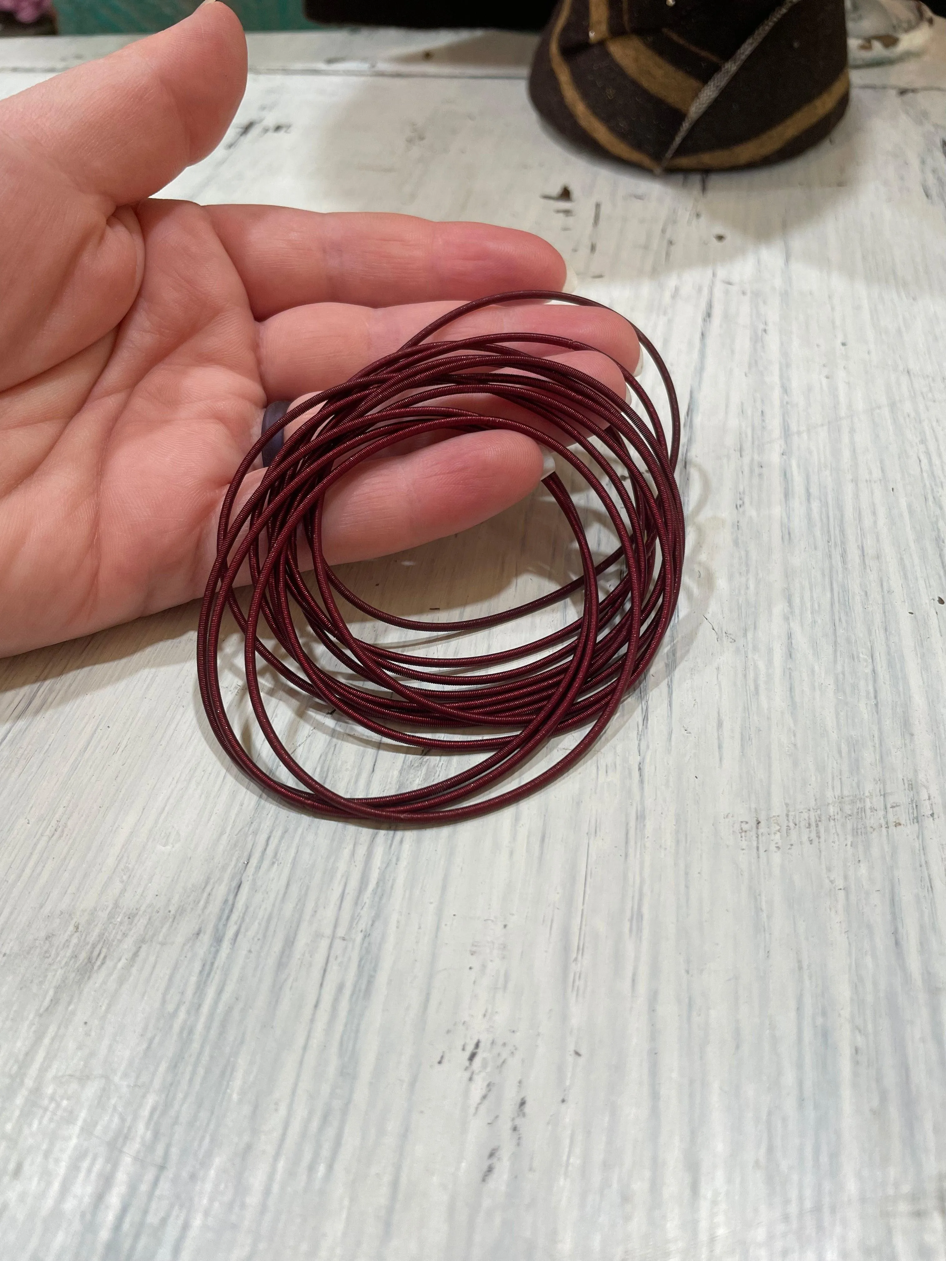 Guitar string bracelets in several colors