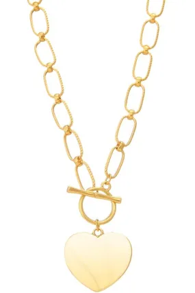 Heart Pendant Toggle Necklace in Gold