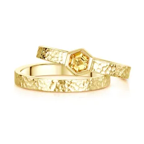 Honeycomb 4mm Citrine Ring Set in 9ct Yellow Gold