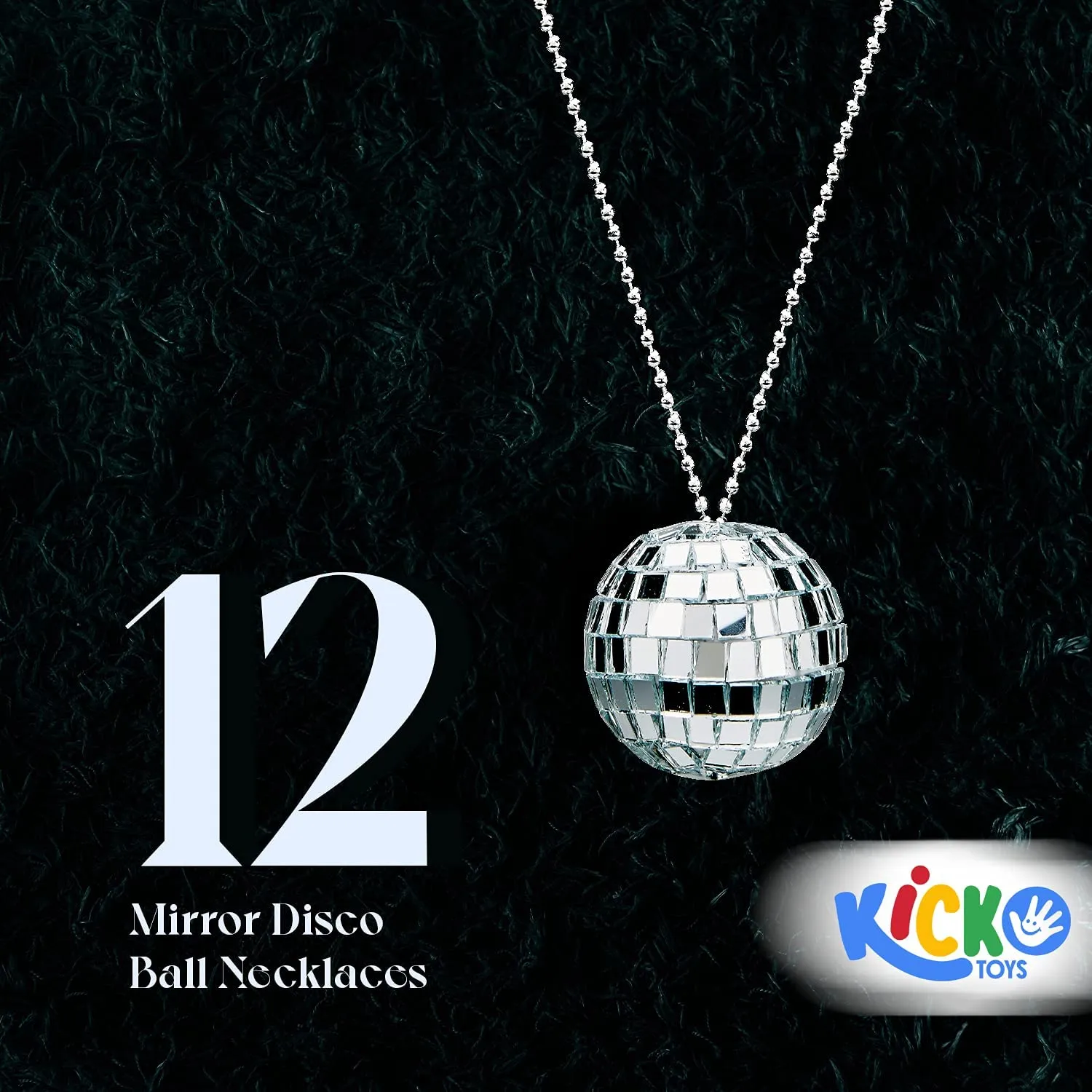 Kicko Mirror Disco Ball Necklaces - 12 Pack - 2 Inch for Personal Wear, 70s Disco Party