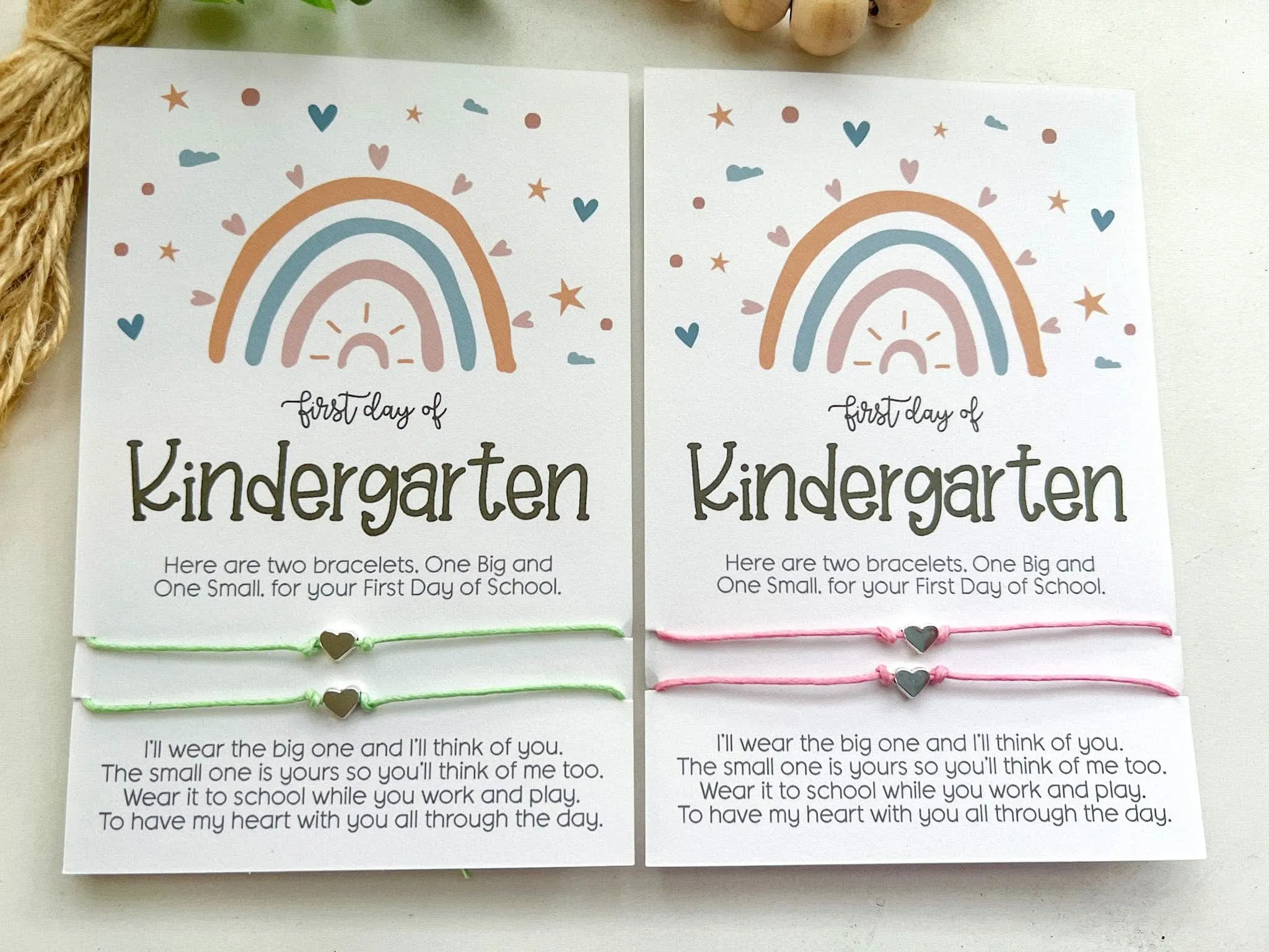 Kindergarten Back to School Wish Bracelet Rainbow Mommy & Me