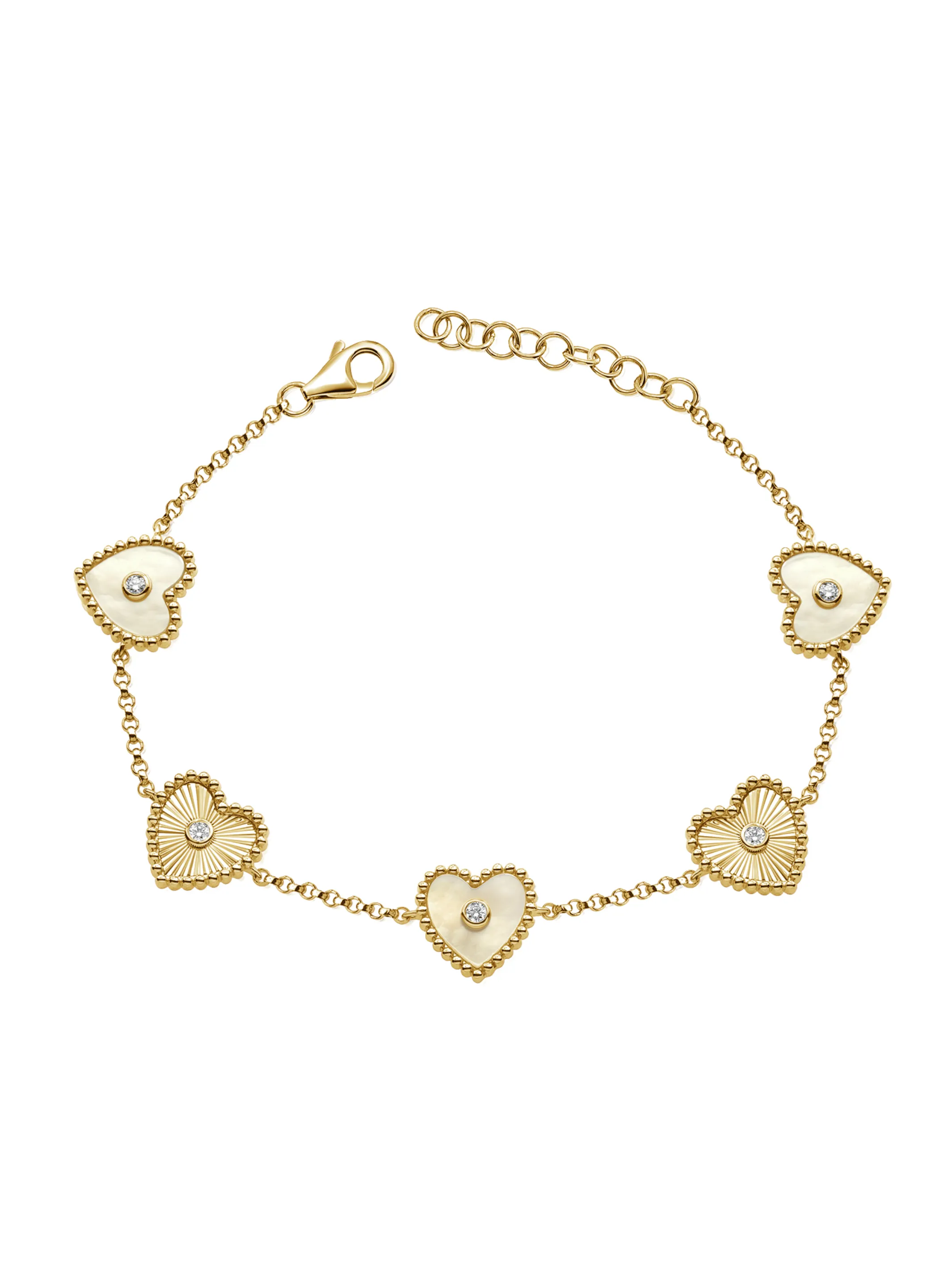 Maya Mother of Pearl Heart Bracelet 14K