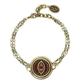 Michal Golan Round Red Evil Eye Bracelet on Double Chain