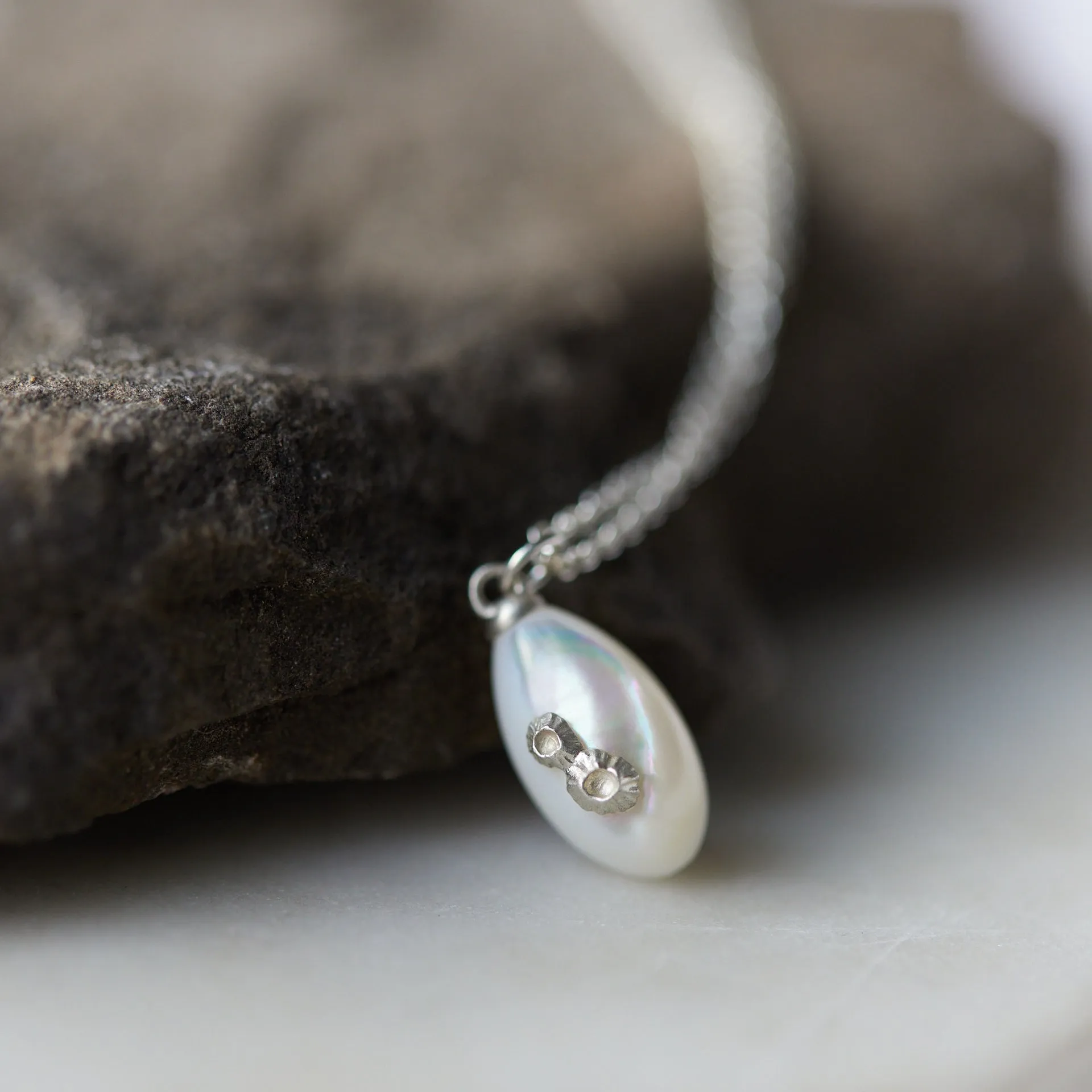 Mother of Pearl Ruthie B. Necklace with Barnacles