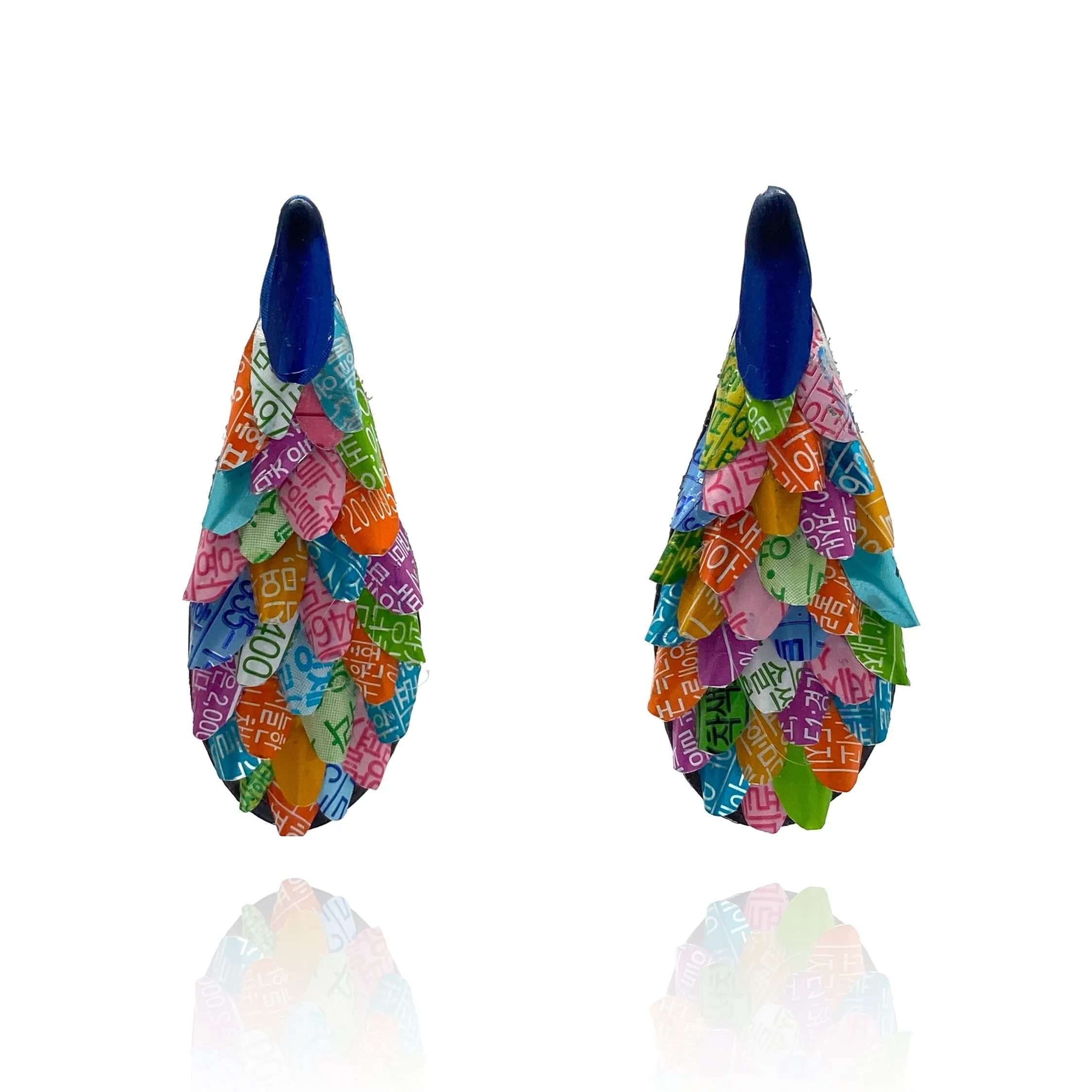 Multicolor Aluminum Tear Drop Post Earrings