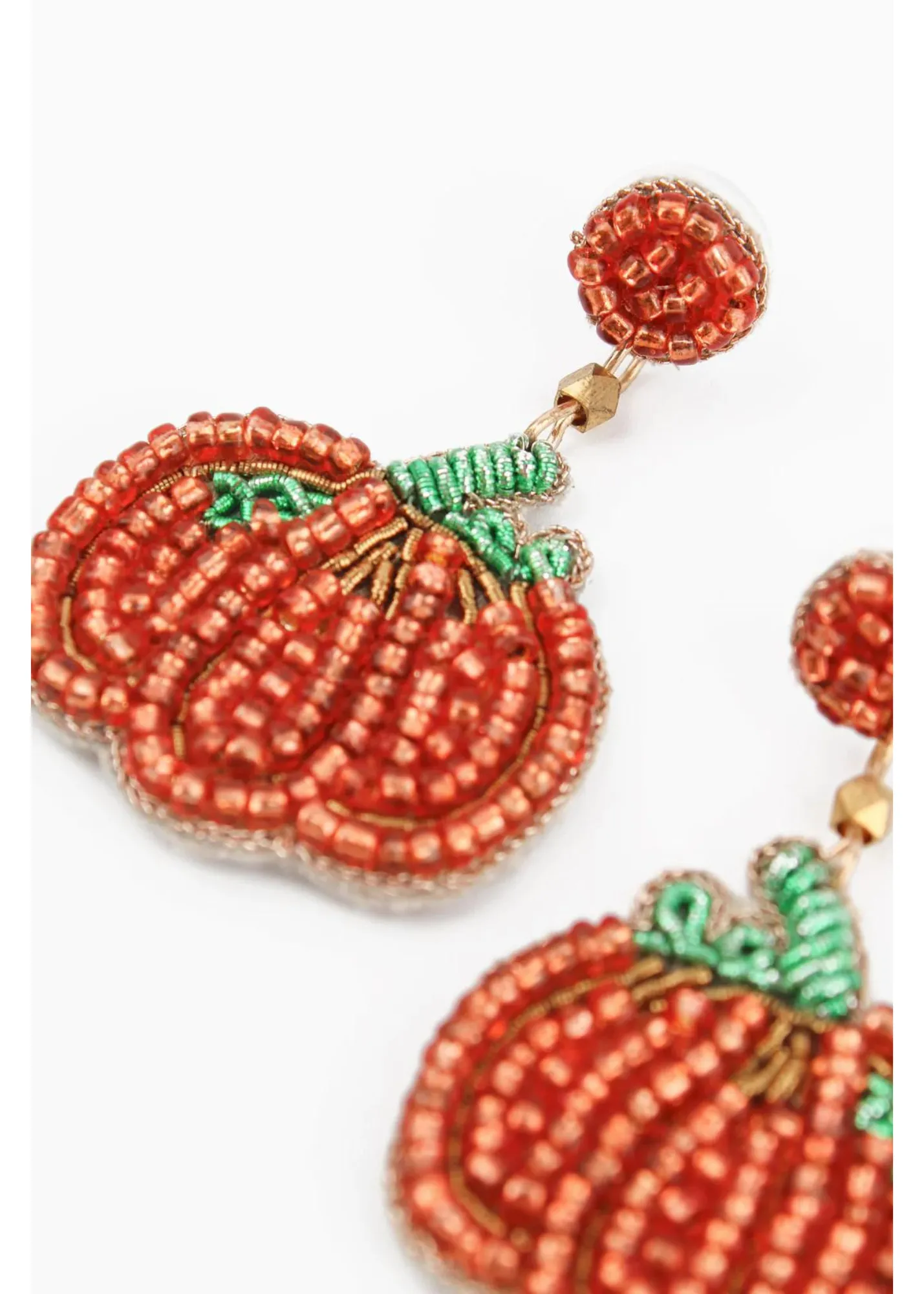 My Doris - Orange Beaded Pumpkin Drop Earrings