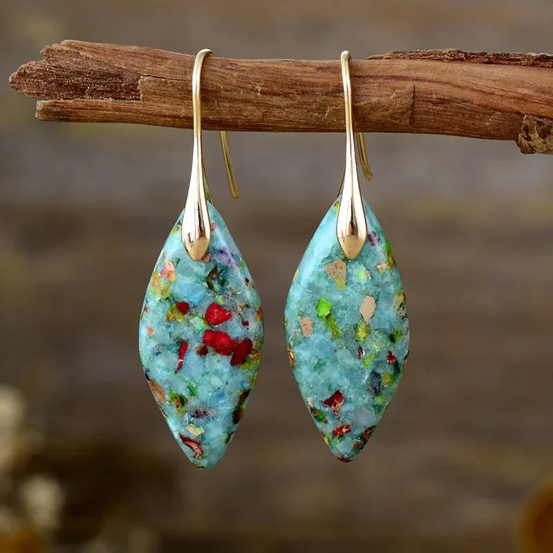 Natural Vibrant Stone Huggie Earrings