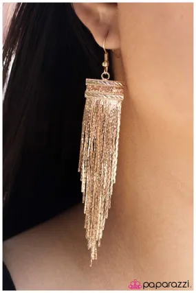 Paparazzi Earring ~ Fringe Worthy - Gold