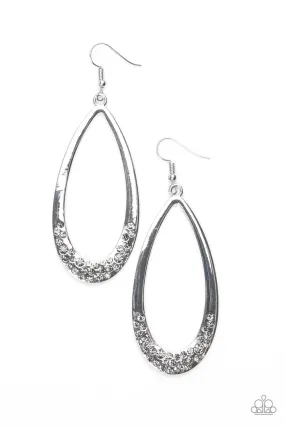 Paparazzi Earring ~ SHIMMER-Dipping - Silver