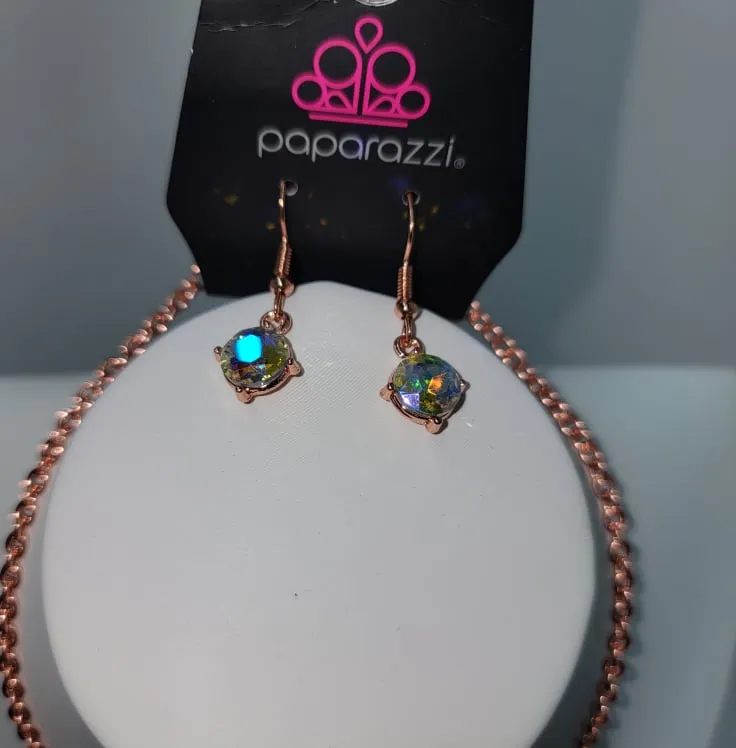 PAPARAZZI SHINY COPPER LOP OIL SPILL NECKLACE