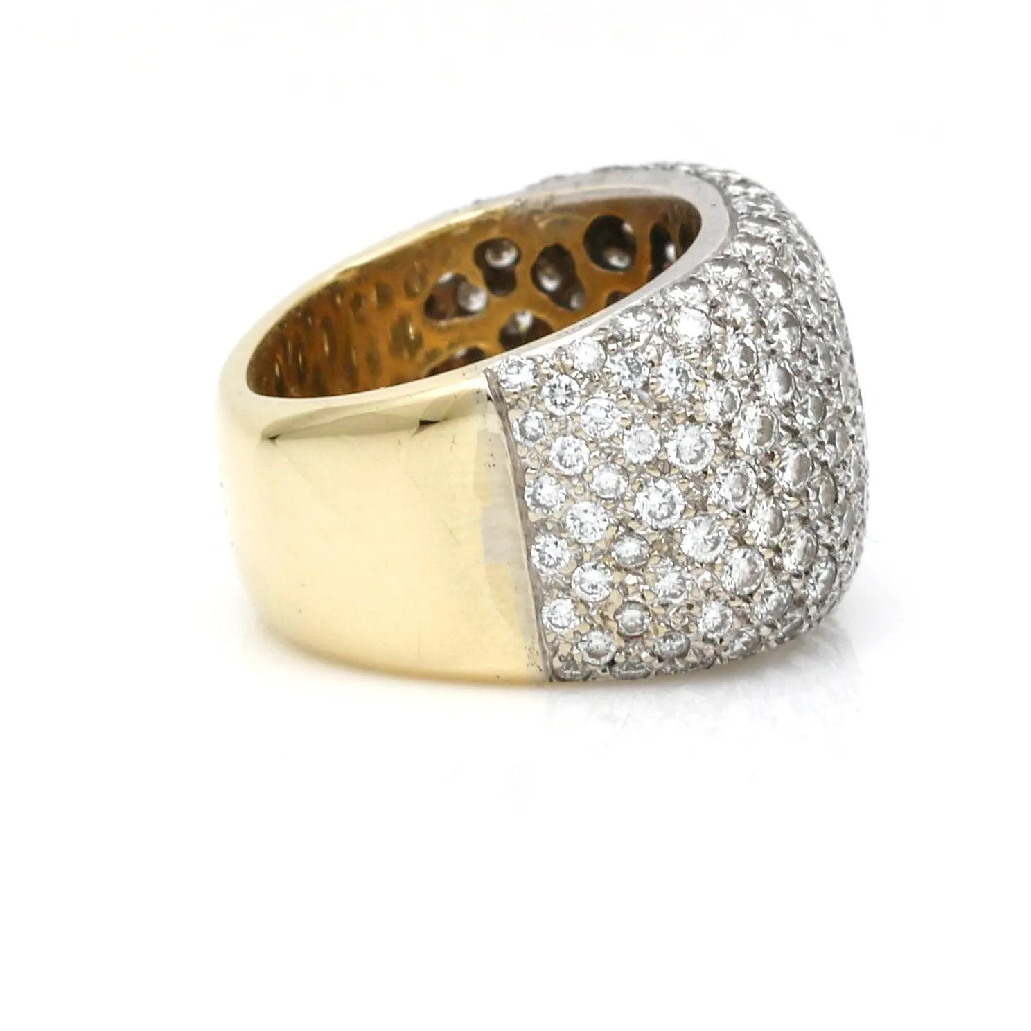 Pave Diamond Statement Ring in 18k White and Yellow Gold