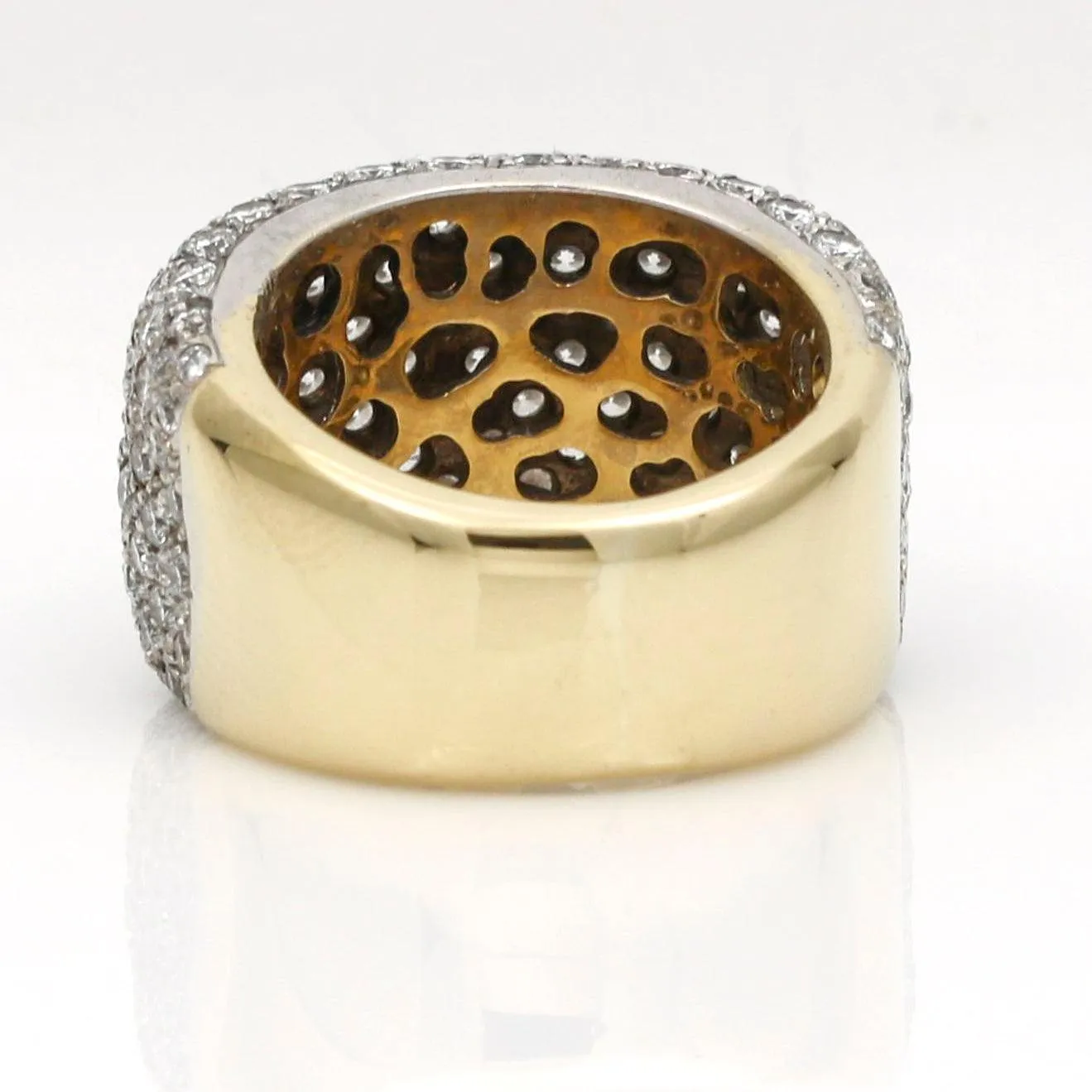 Pave Diamond Statement Ring in 18k White and Yellow Gold