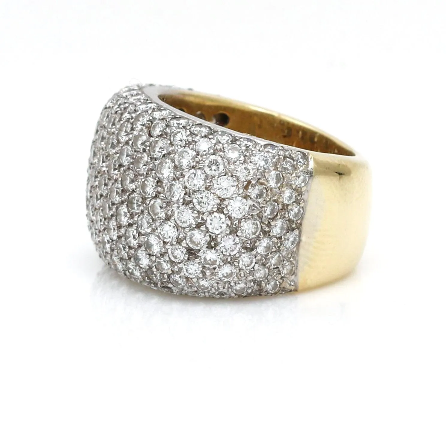 Pave Diamond Statement Ring in 18k White and Yellow Gold