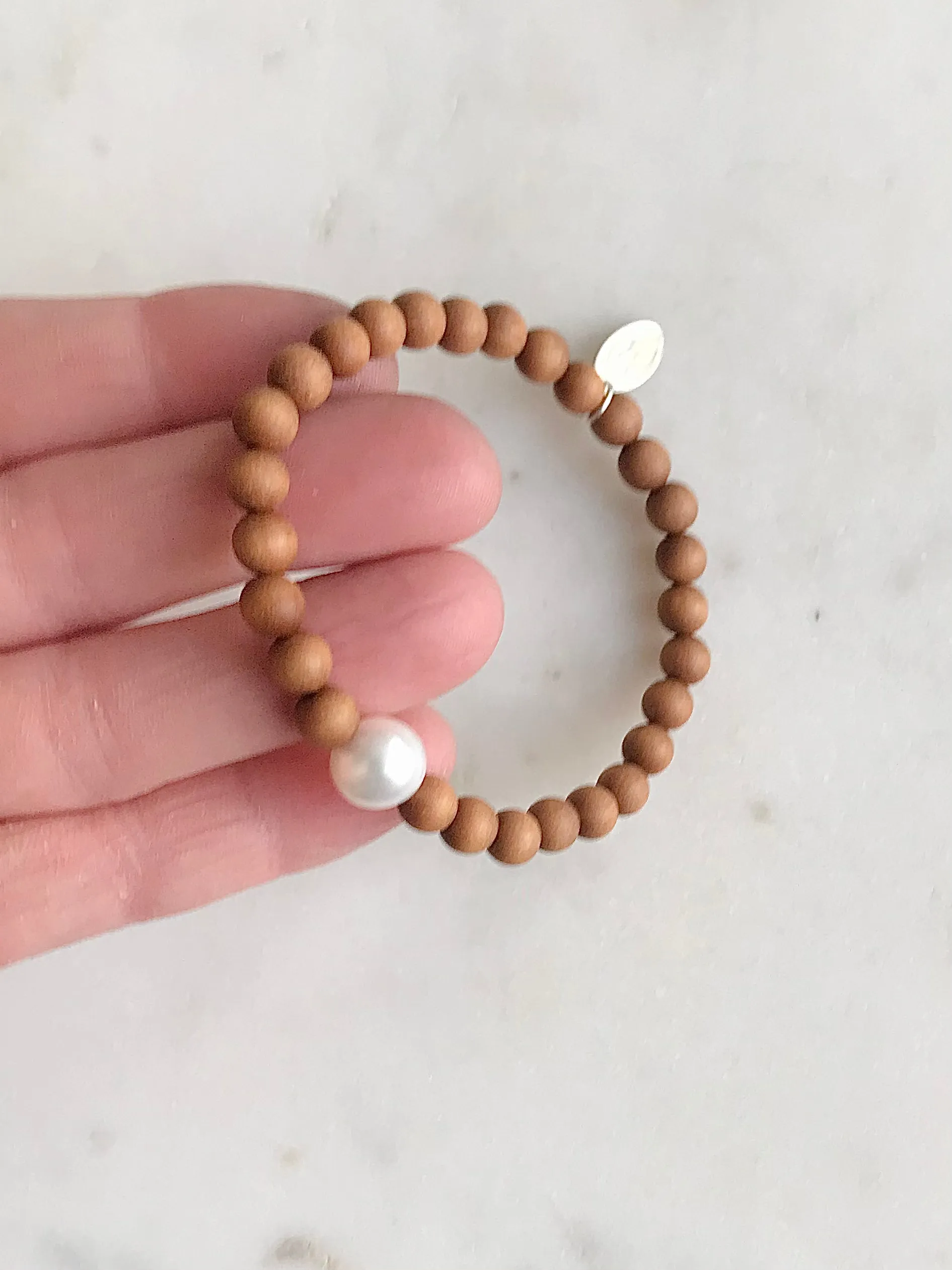 Pearl & Sandalwood Bracelet