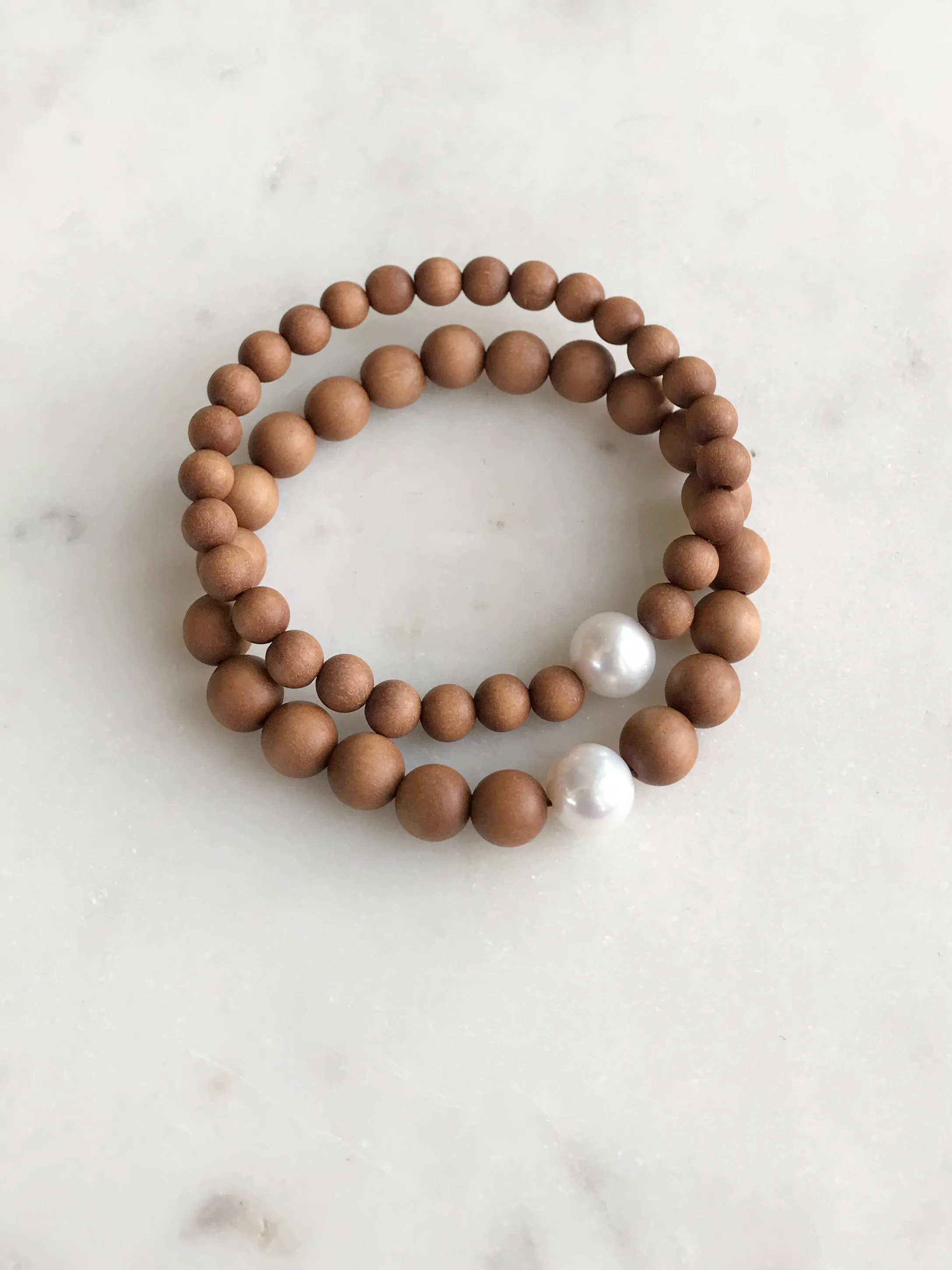 Pearl & Sandalwood Bracelet