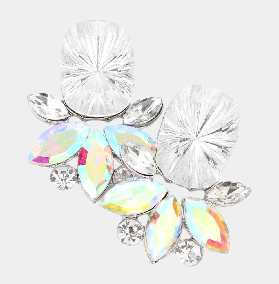 Prissy - Statement Rhinestone Earrings (Clear)