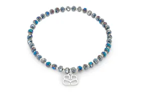 Prunus Navy & Silver Crystal Stretch Bracelet