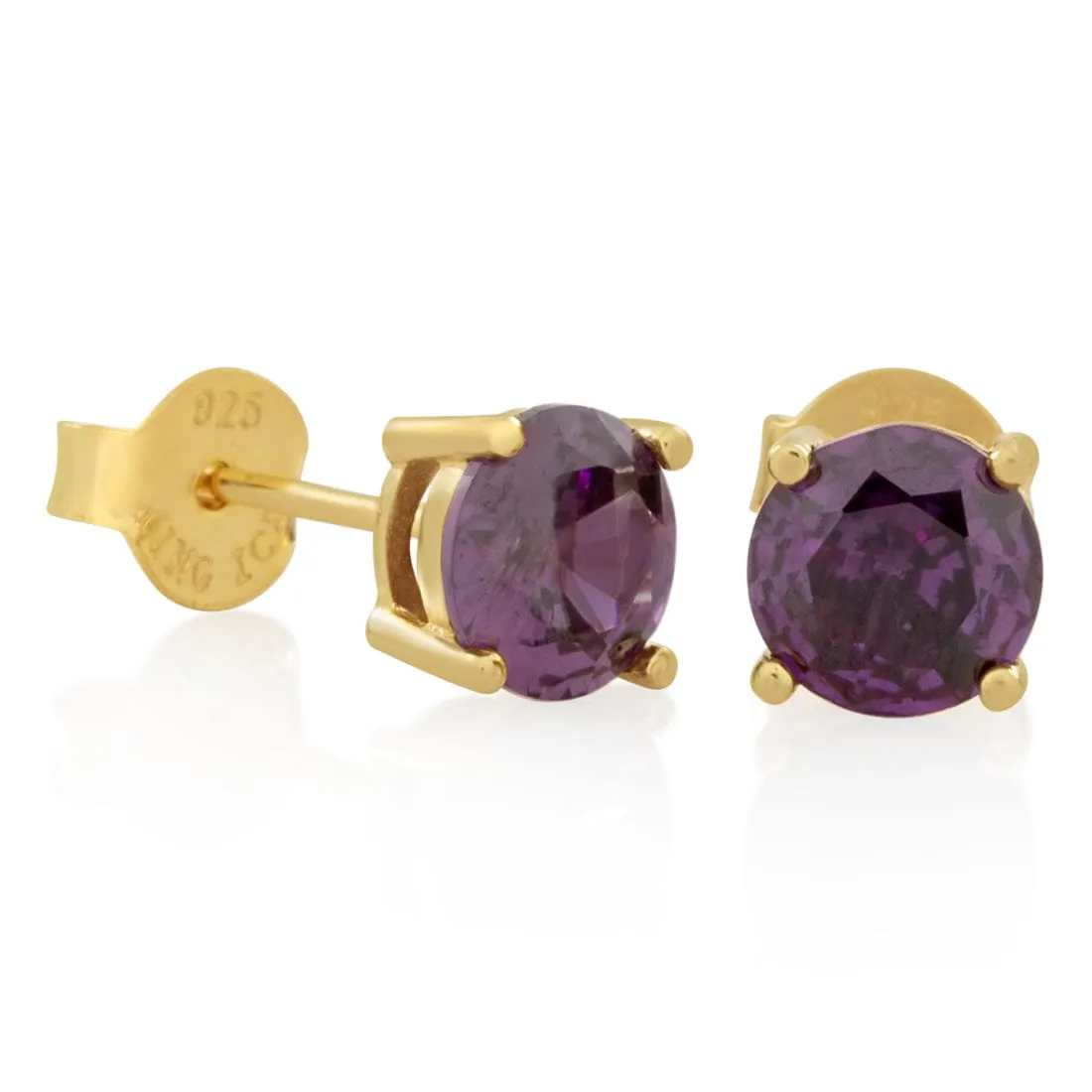 Purple Brilliant-Cut Stud Earrings