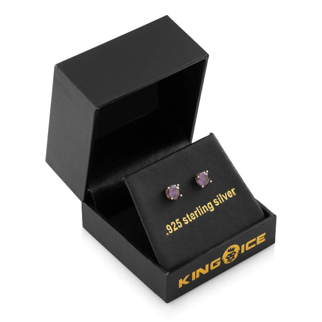 Purple Brilliant-Cut Stud Earrings