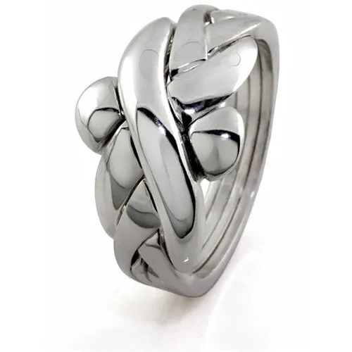 Retired Mens 4 band STERLING SILVER Puzzle Ring 4BMS