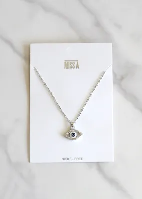 Rhinestone Evil Eye Necklace