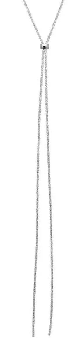 Rhinestone Lariat Necklace in Silver