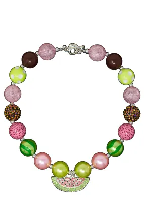 Rhinestone Watermelon Bubblegum Necklace