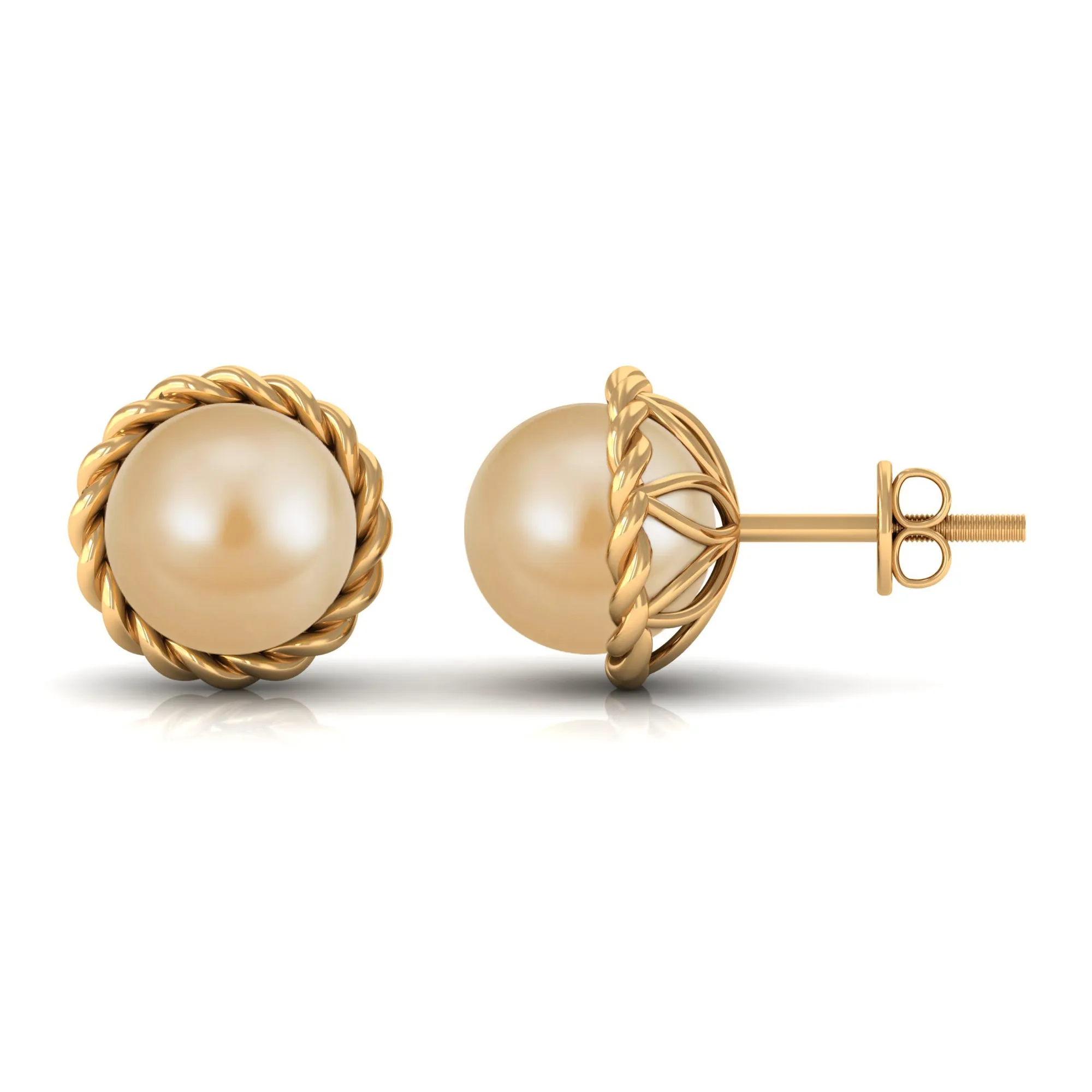 Round South Sea Pearl Solitaire Stud Earrings