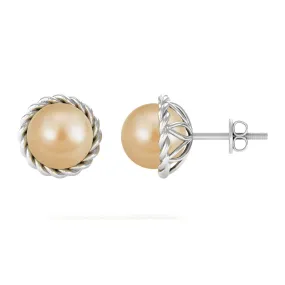 Round South Sea Pearl Solitaire Stud Earrings