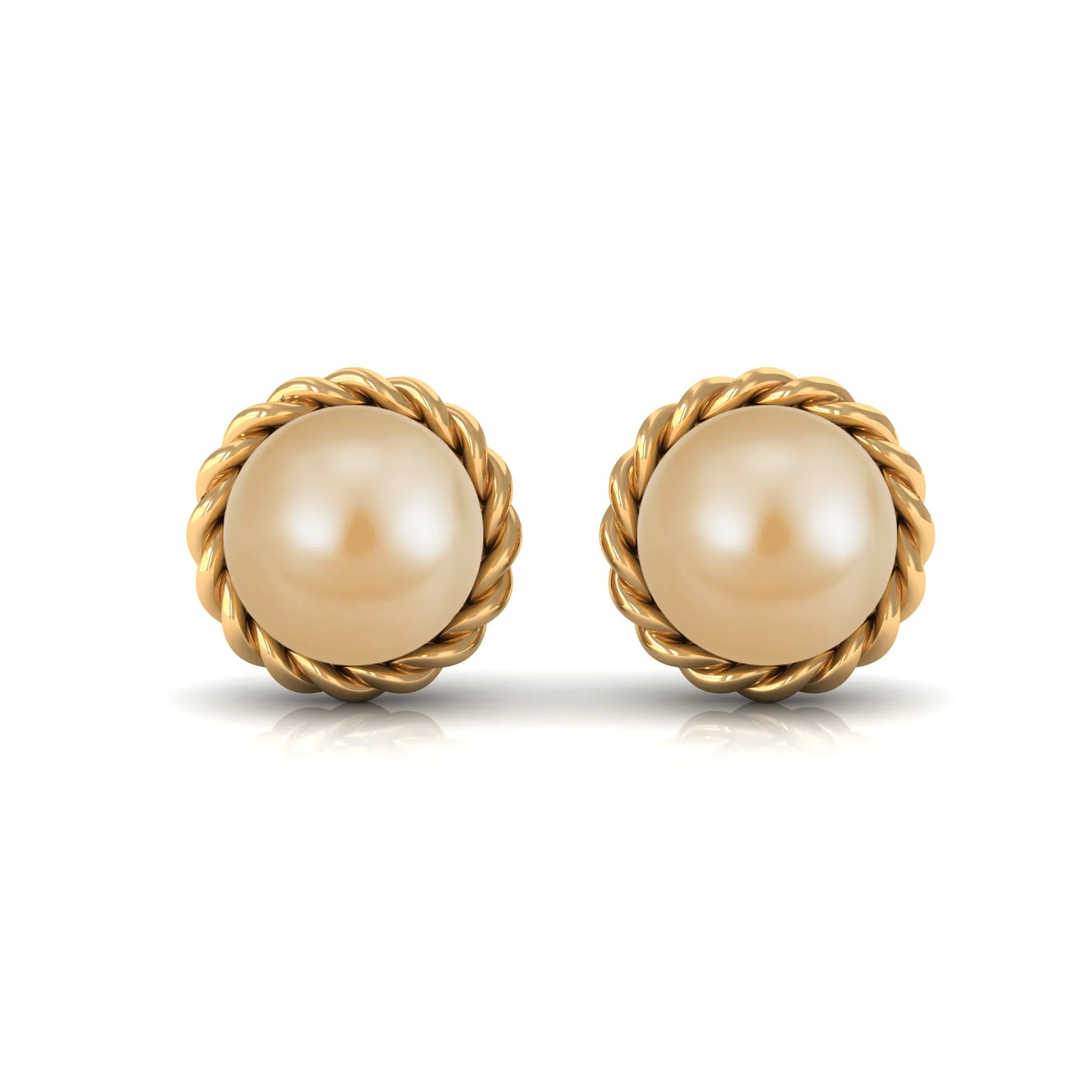 Round South Sea Pearl Solitaire Stud Earrings