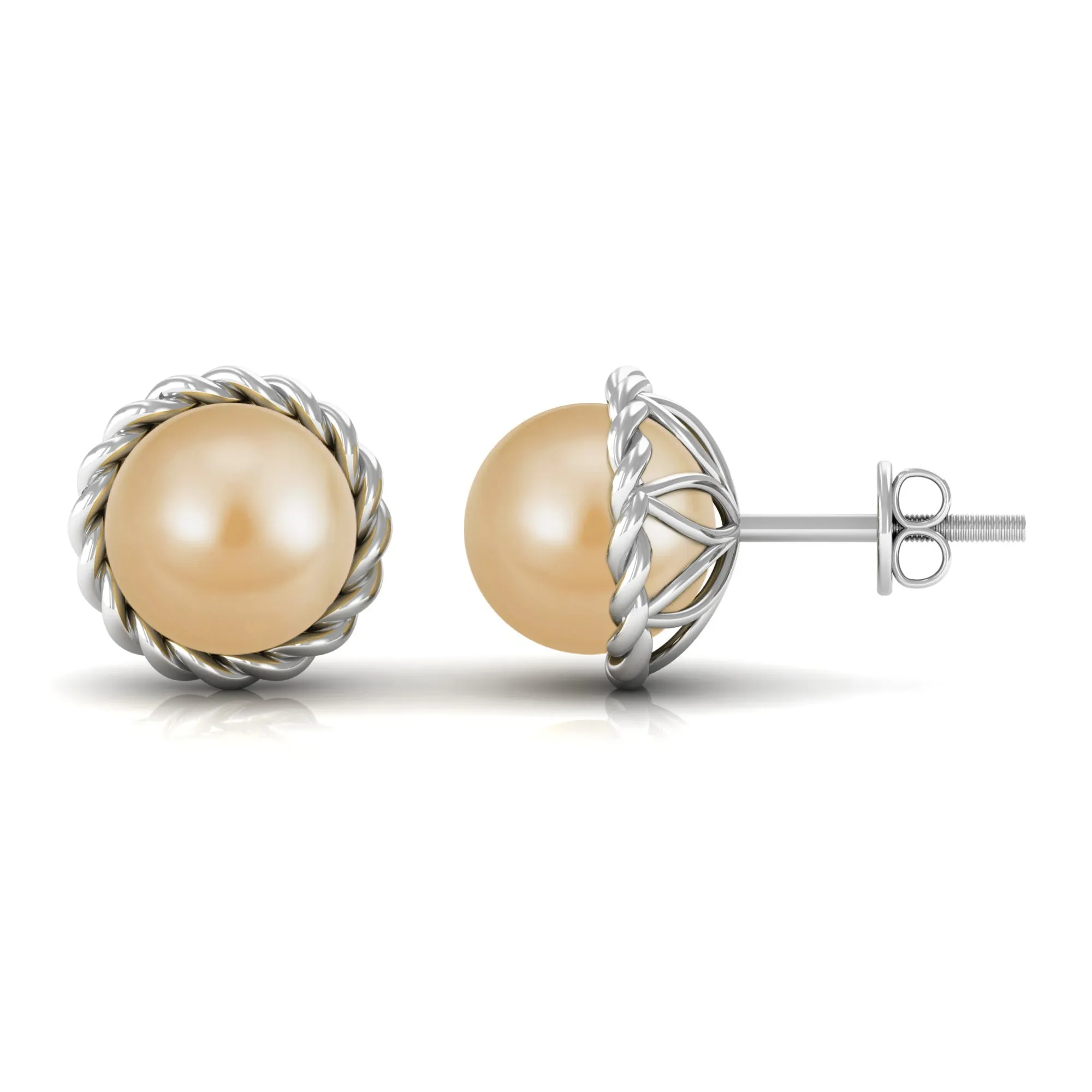 Round South Sea Pearl Solitaire Stud Earrings