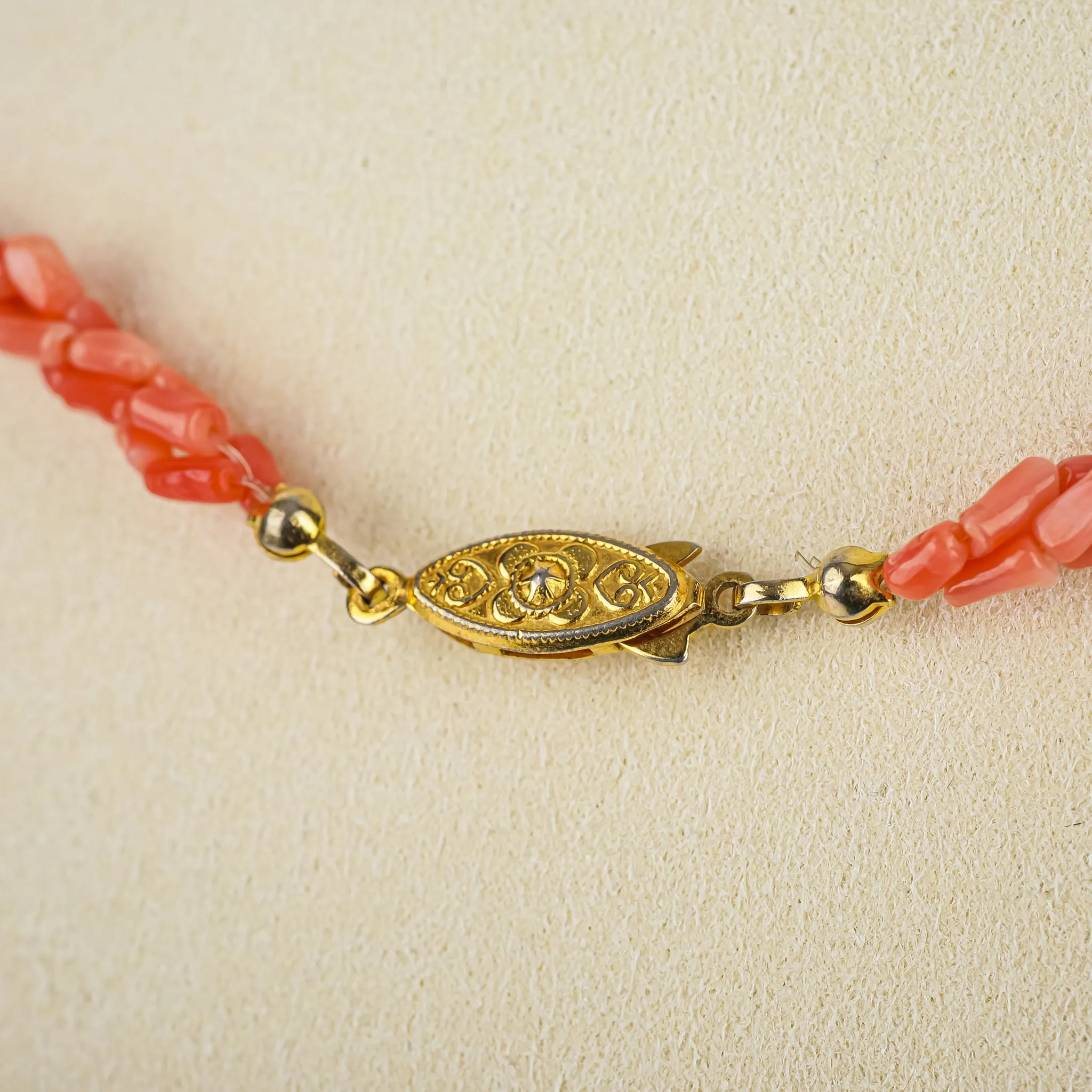 Salmon Coral 3 Strand Twisted Necklace