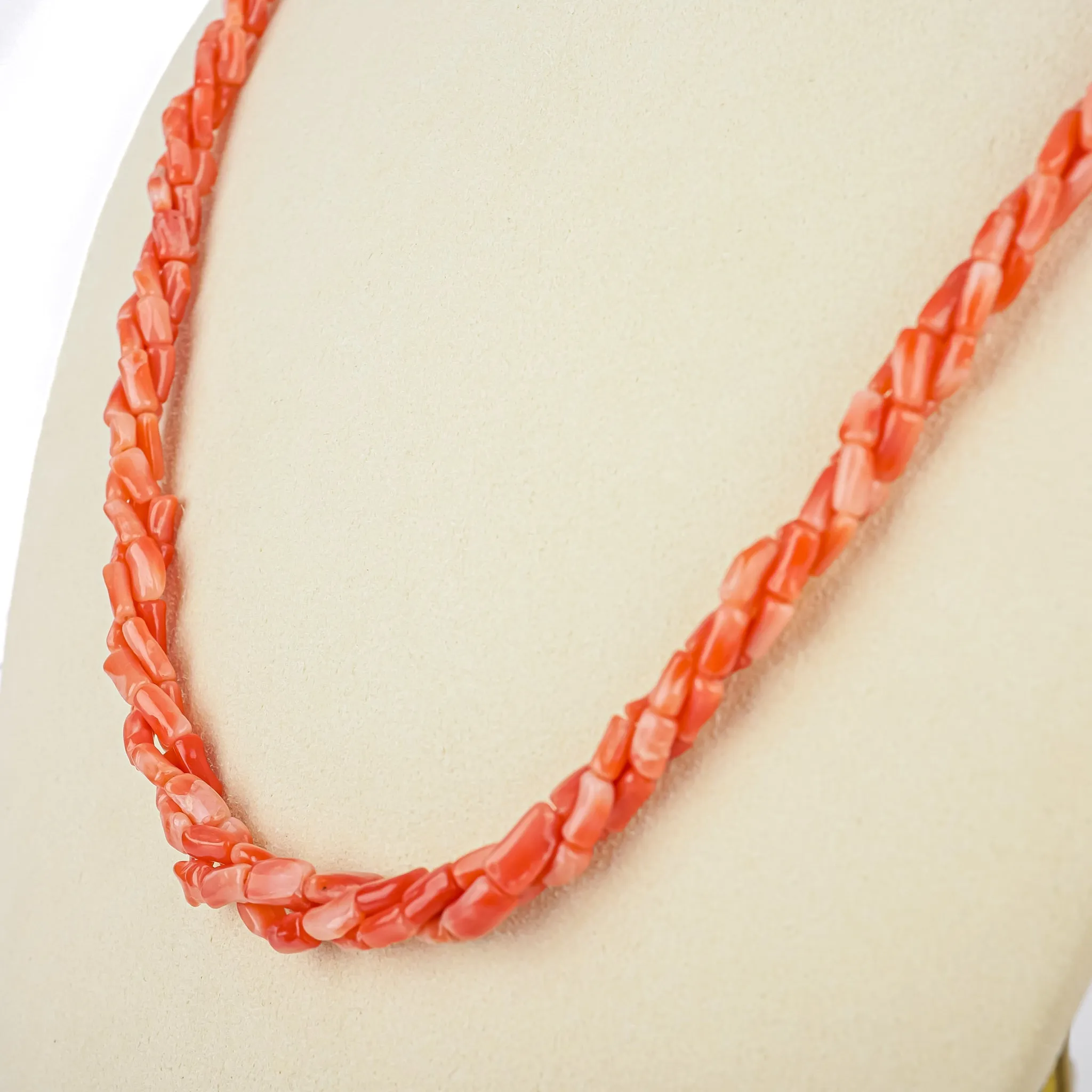 Salmon Coral 3 Strand Twisted Necklace