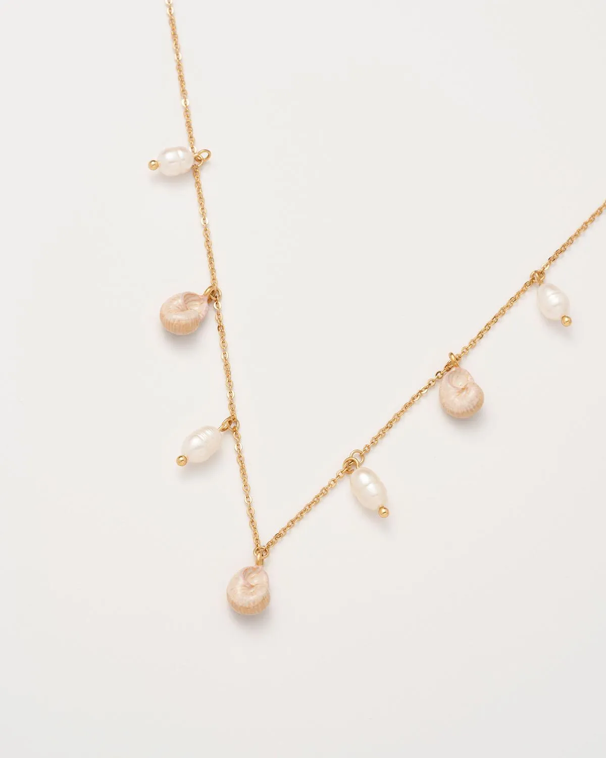 Sea Snail Charm & Pearl Necklace