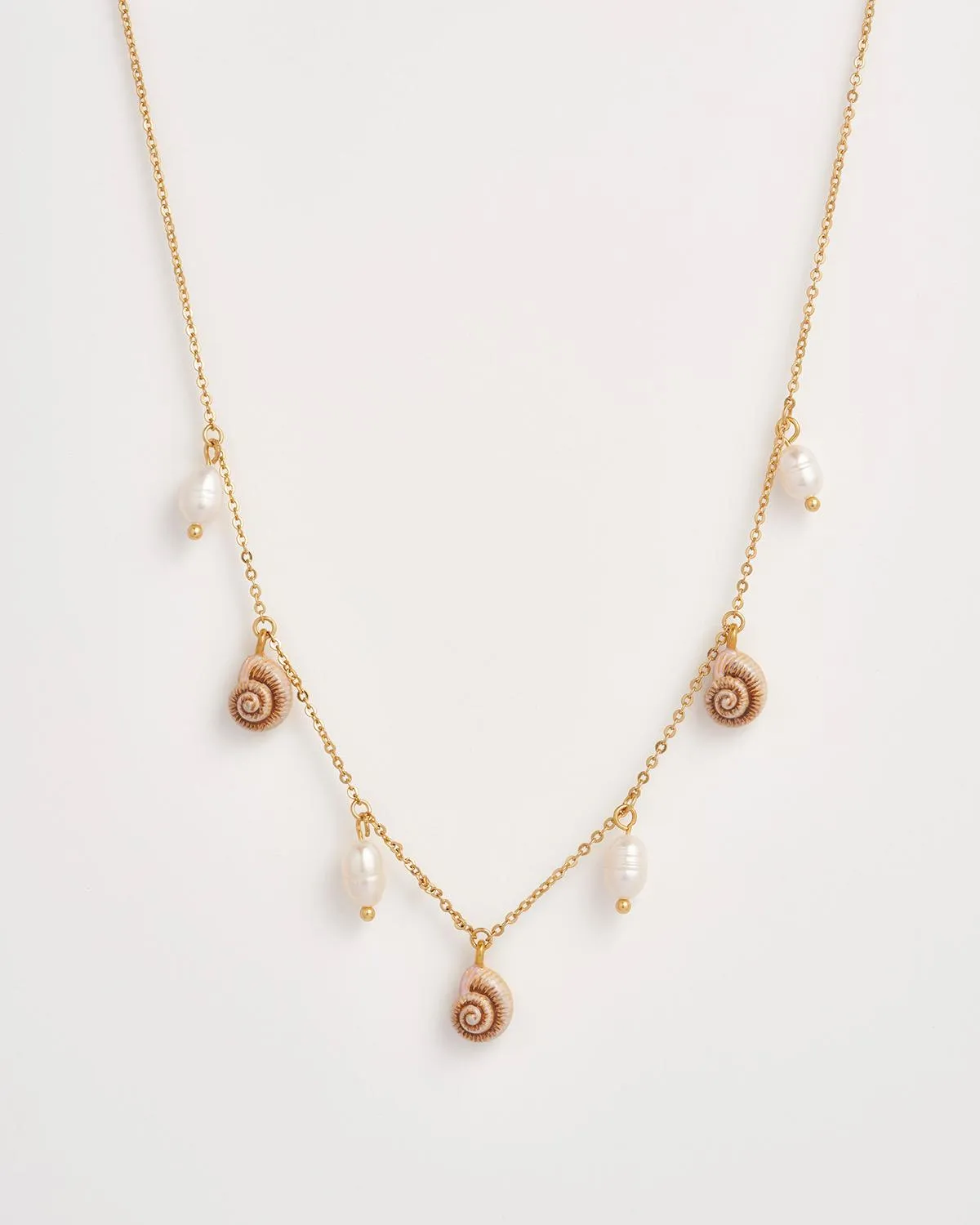 Sea Snail Charm & Pearl Necklace