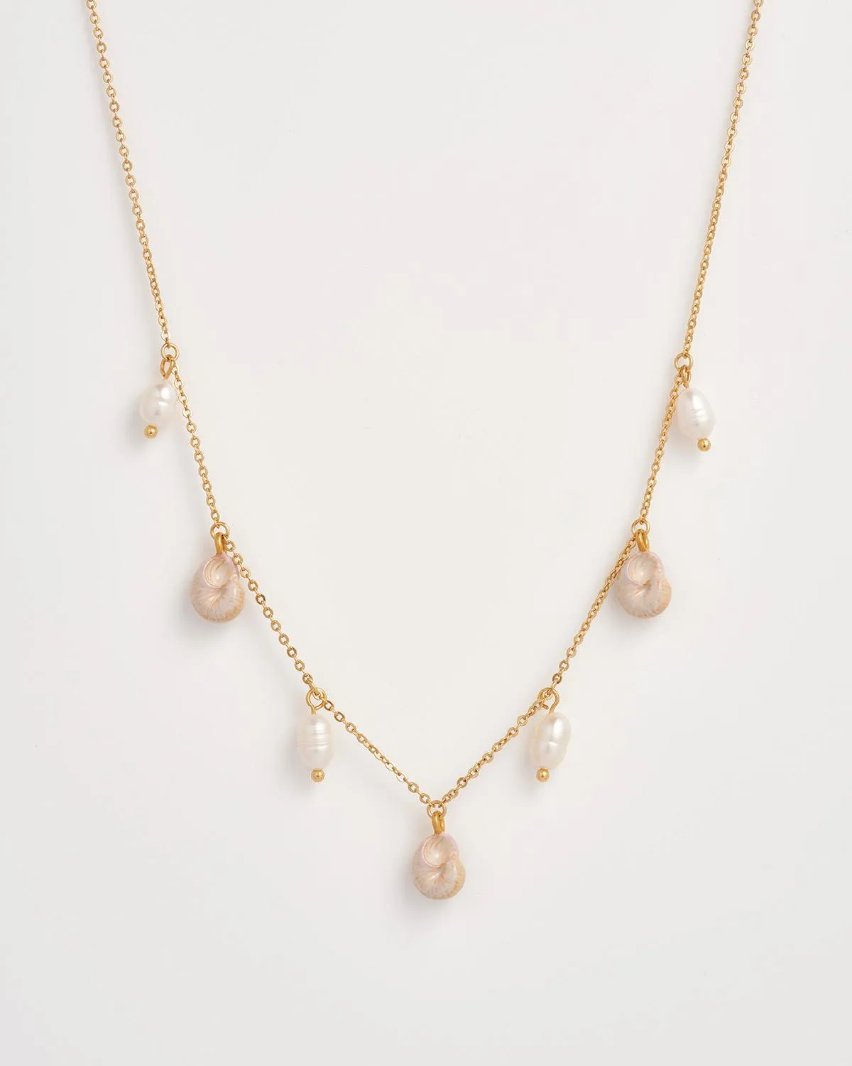 Sea Snail Charm & Pearl Necklace