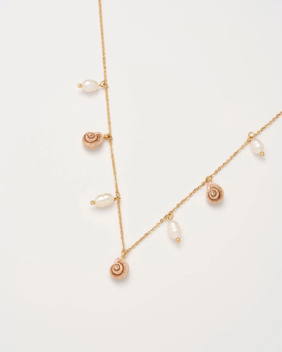 Sea Snail Charm & Pearl Necklace