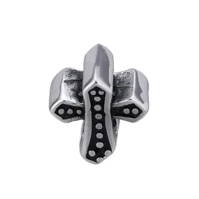 Sexy Sparkles Silver Tone Stainless Steel Religious Cross European Slide on Charm