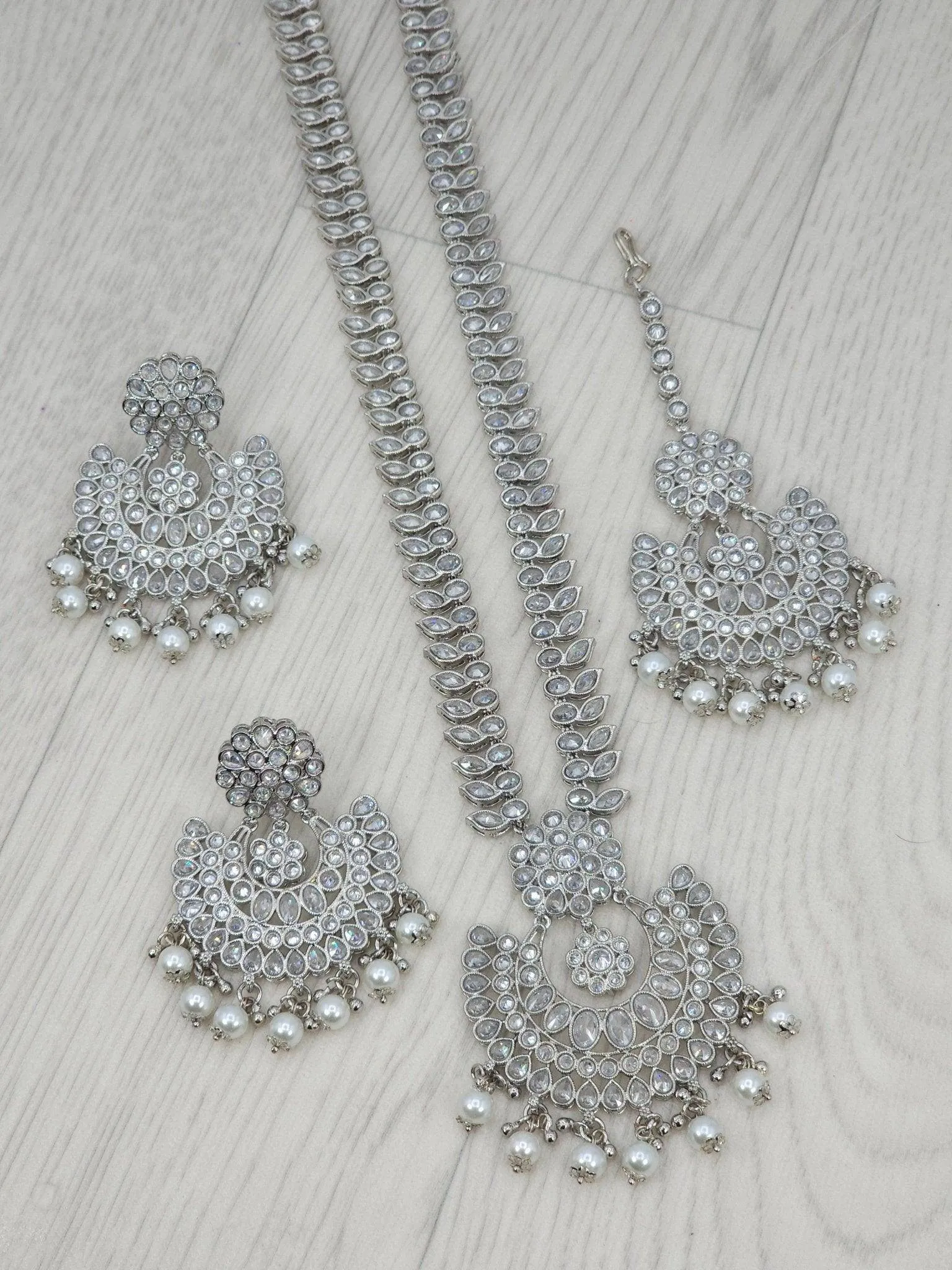 Shazia Polki Rani Haar Set - Silver