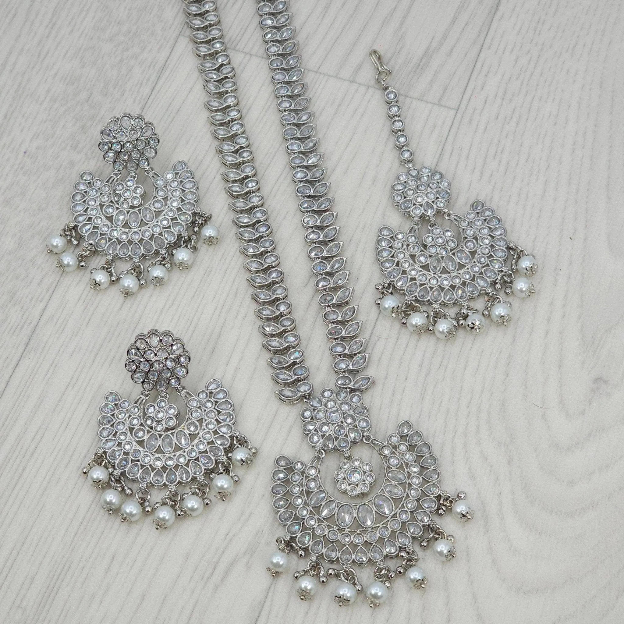 Shazia Polki Rani Haar Set - Silver