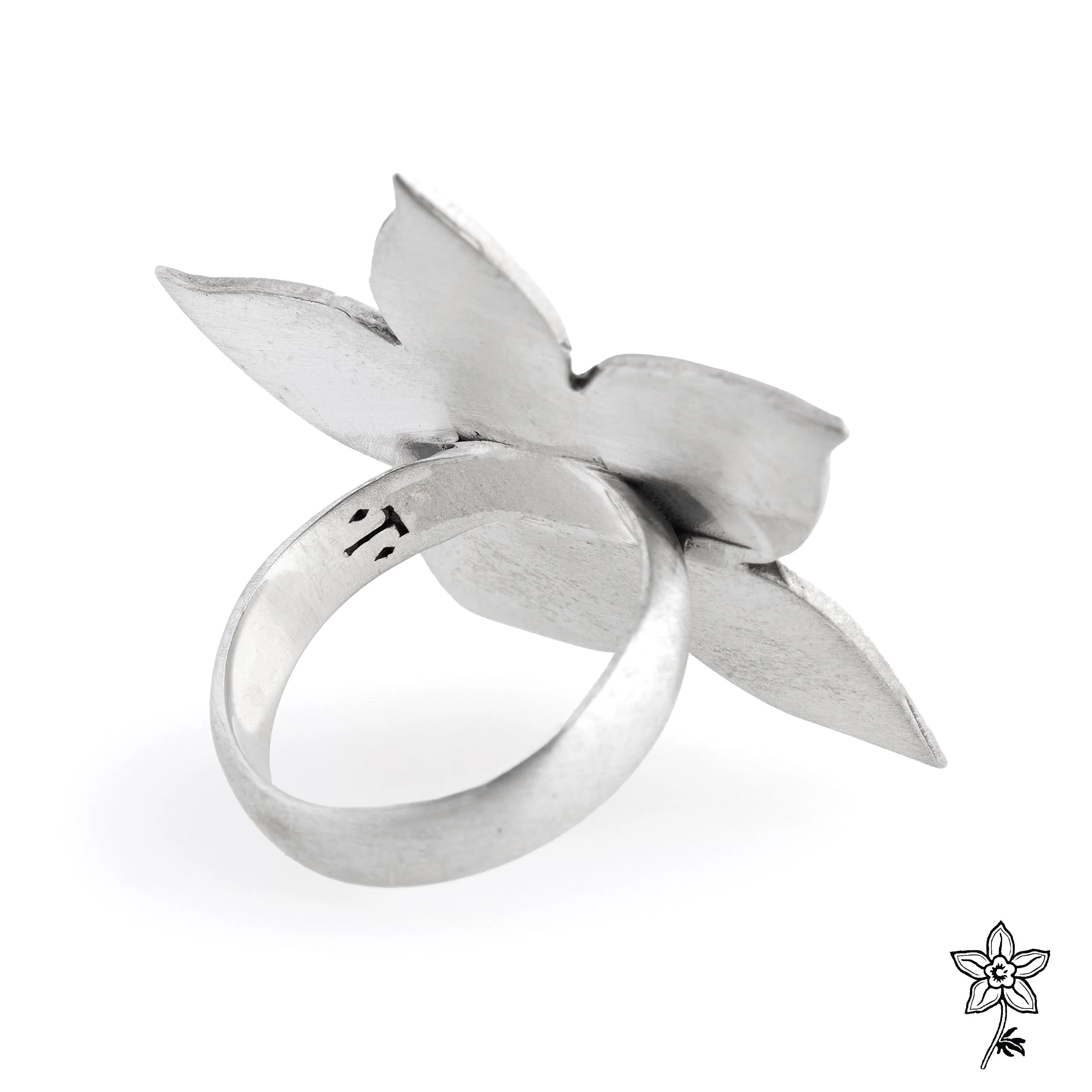 SILVER FLEUR RING