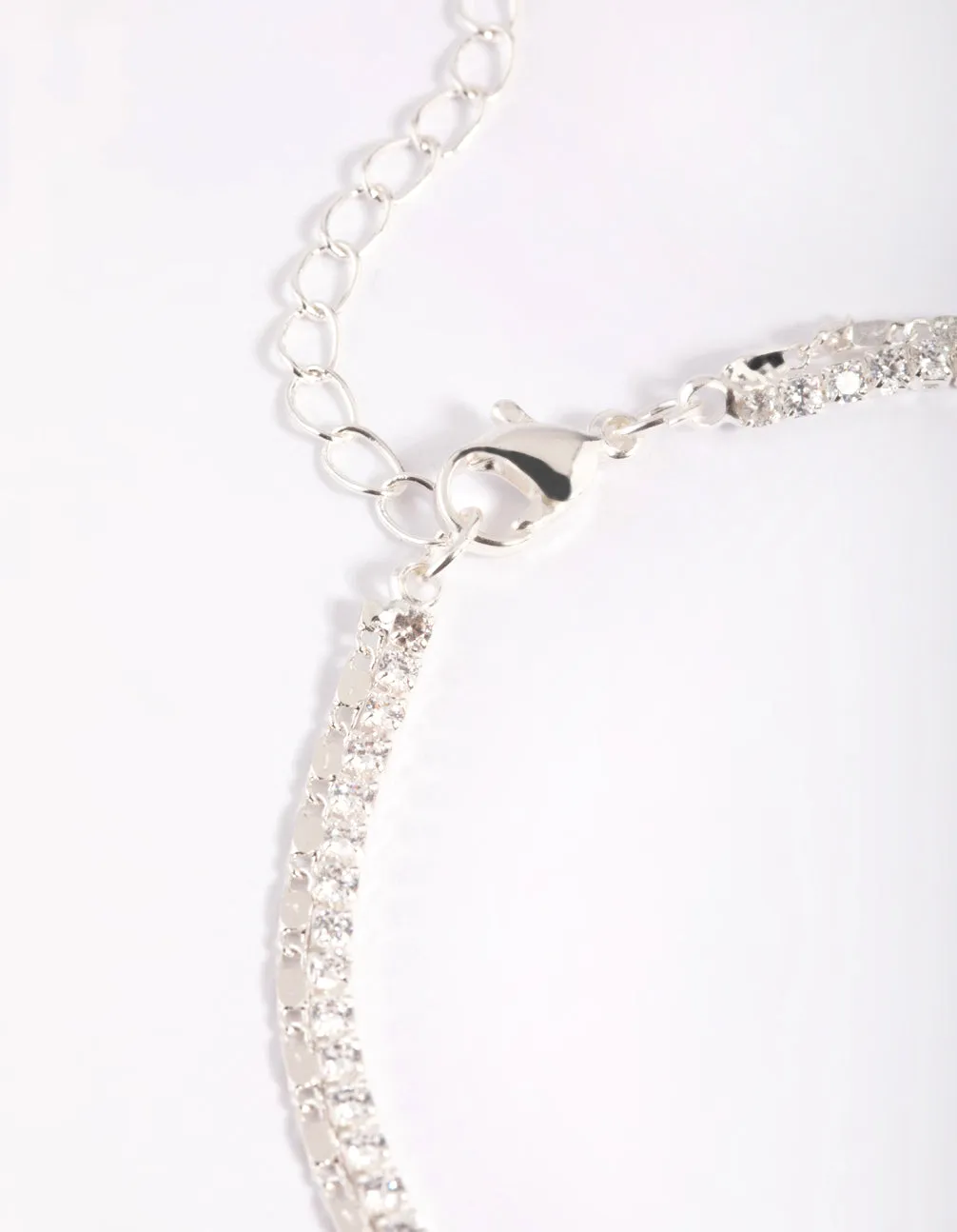 Silver Plated Brass  Cubic Zirconia Anklet