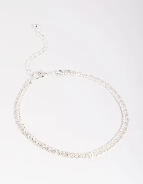 Silver Plated Brass  Cubic Zirconia Anklet